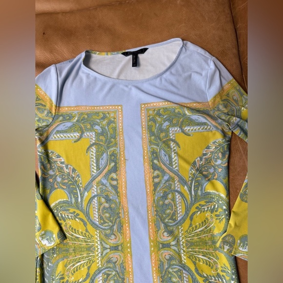 BCBGMaxAzria Size XS Dress Noely Paisley Block Print Shift Blue Multicolor - Picture 4 of 10